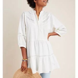 Anthropologie Vicenza Lace Babydoll Tunic Size XL Boho Mini Dress